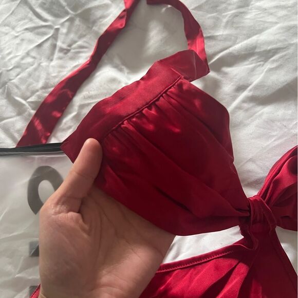 SHEIN VCAY Tie Backless Halter Neck Dress Burgundy Size S OFFER PRICE MUST GO - Picture 11 of 13